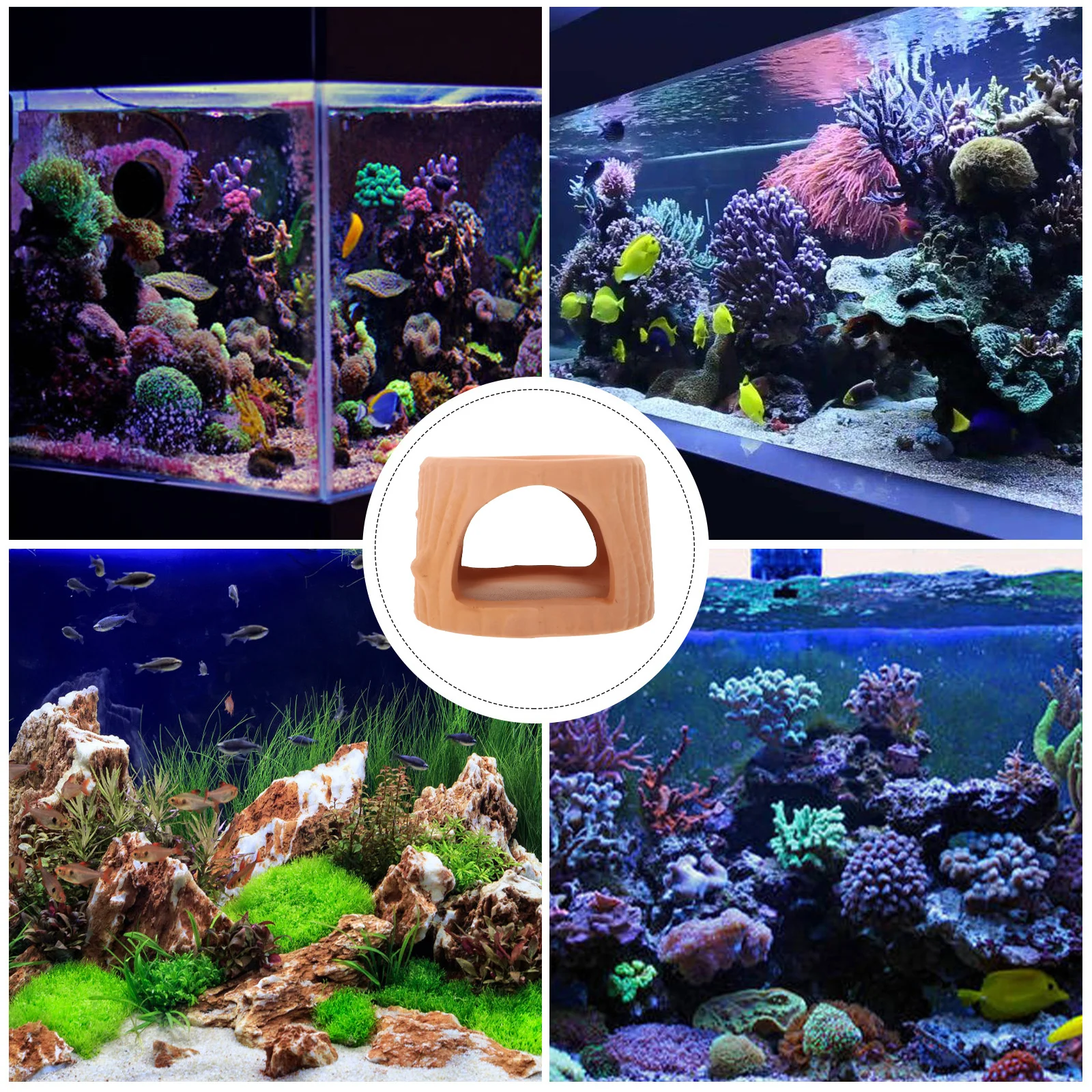 

2Pcs Ceramic Stone Cave for Fish Tank Hideout Aquarium Decoration Landscape Ornament Suitable Freshwater Hiding Egg