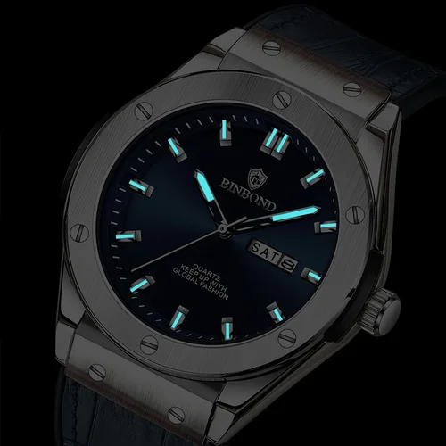 Imagen 2 del producto Nuevas de cuero Reloj Casual Hombres Reloj de lujo Relojes automáticos Hombres Top Hombre Regalos Relojes de pulsera de cuarzo de moda Relojes Para Hombres