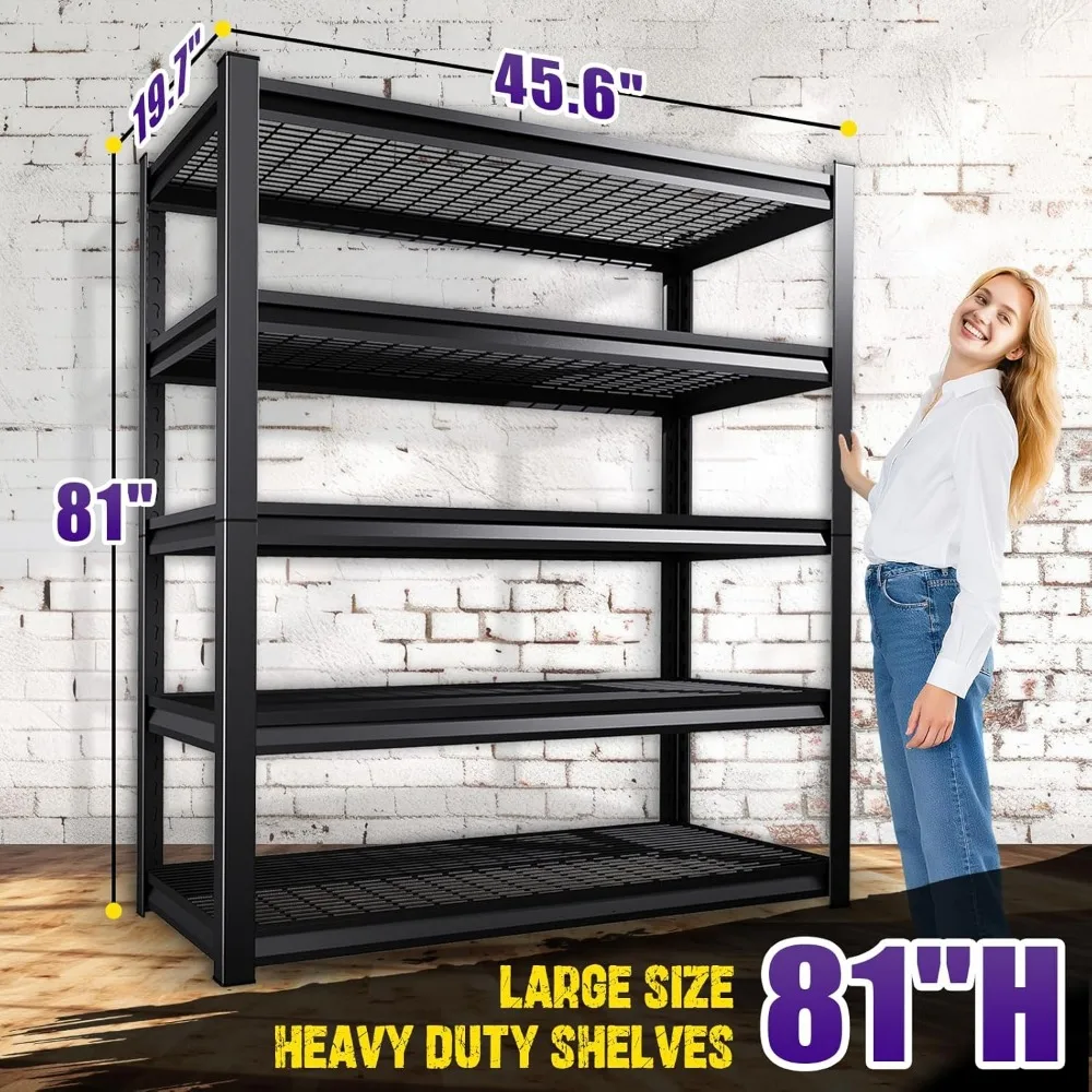 أرفف تخزين جراج معدنية شديدة التحمل 81 عالية × 46 عريضة × 19.7 عميقة لاستخدام المستودعات والمرآب #3
