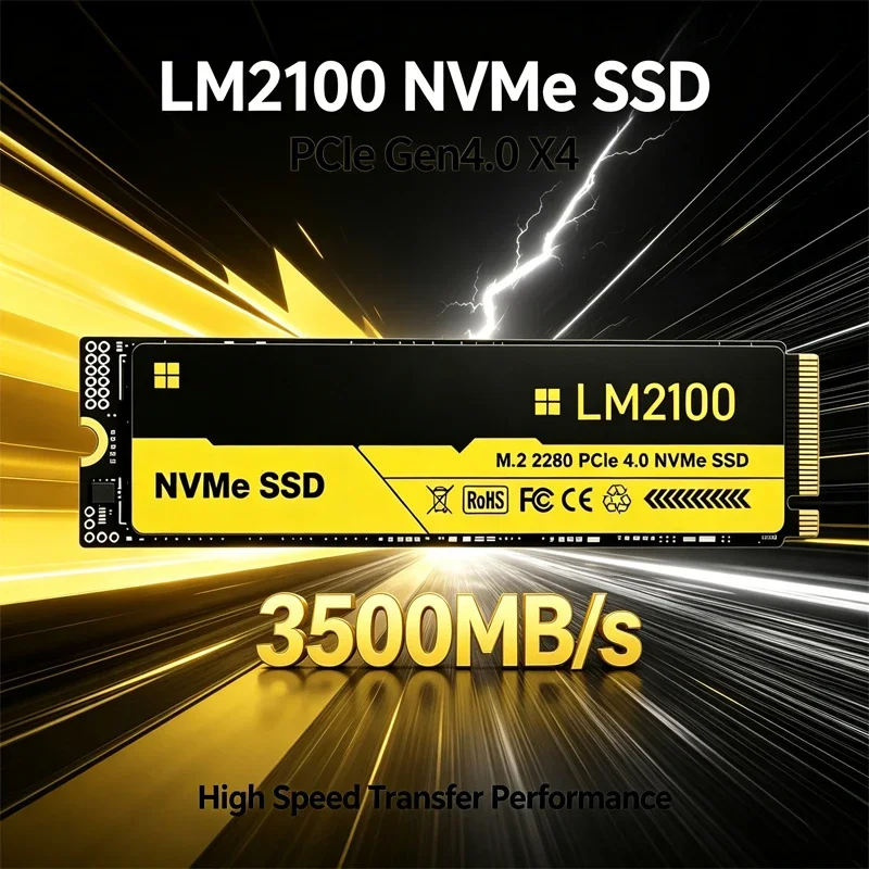 LM2100 NVMe M.2 SSD PCIe Gen4.0 X4 3500MB/s Transfer Speed TLC Solid State Drive 500GB-4TB Compatible with PS5 Laptop Desktop