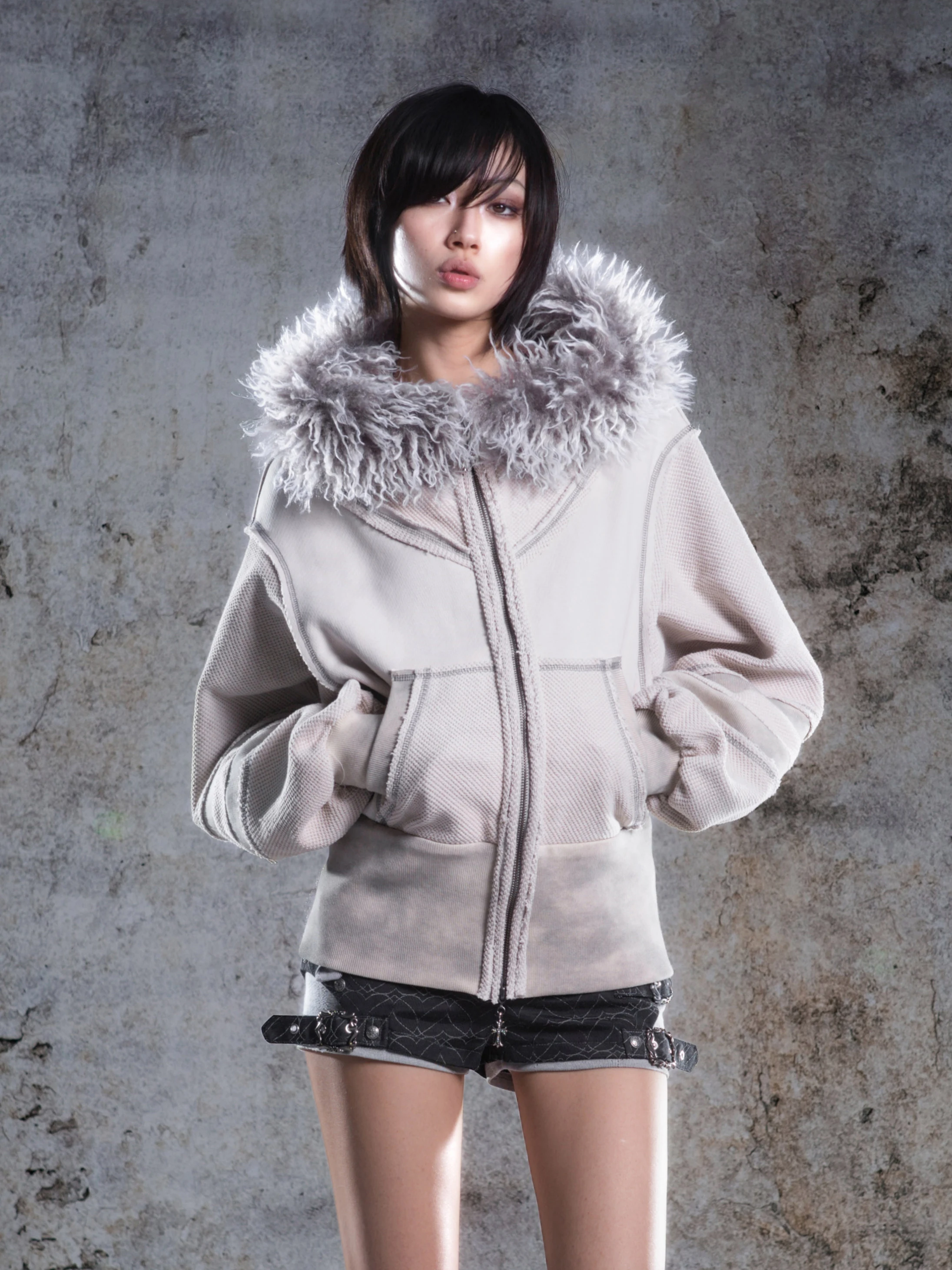 

Ariadna Original Design Oversized Lantern Sve Hoodie Jaet Punk Streetwear Straight Cut Long Sve Zipper Closure Women'...