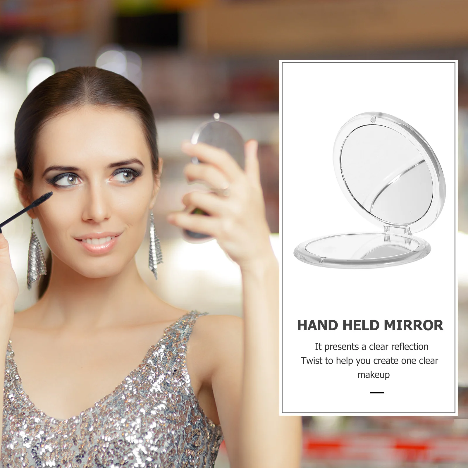 ポータブル折りたたみコンパクトミラー軽量ミニラウンドメイクアップミラー財布ポケット旅行ギフト女性用ブライダルシャワー