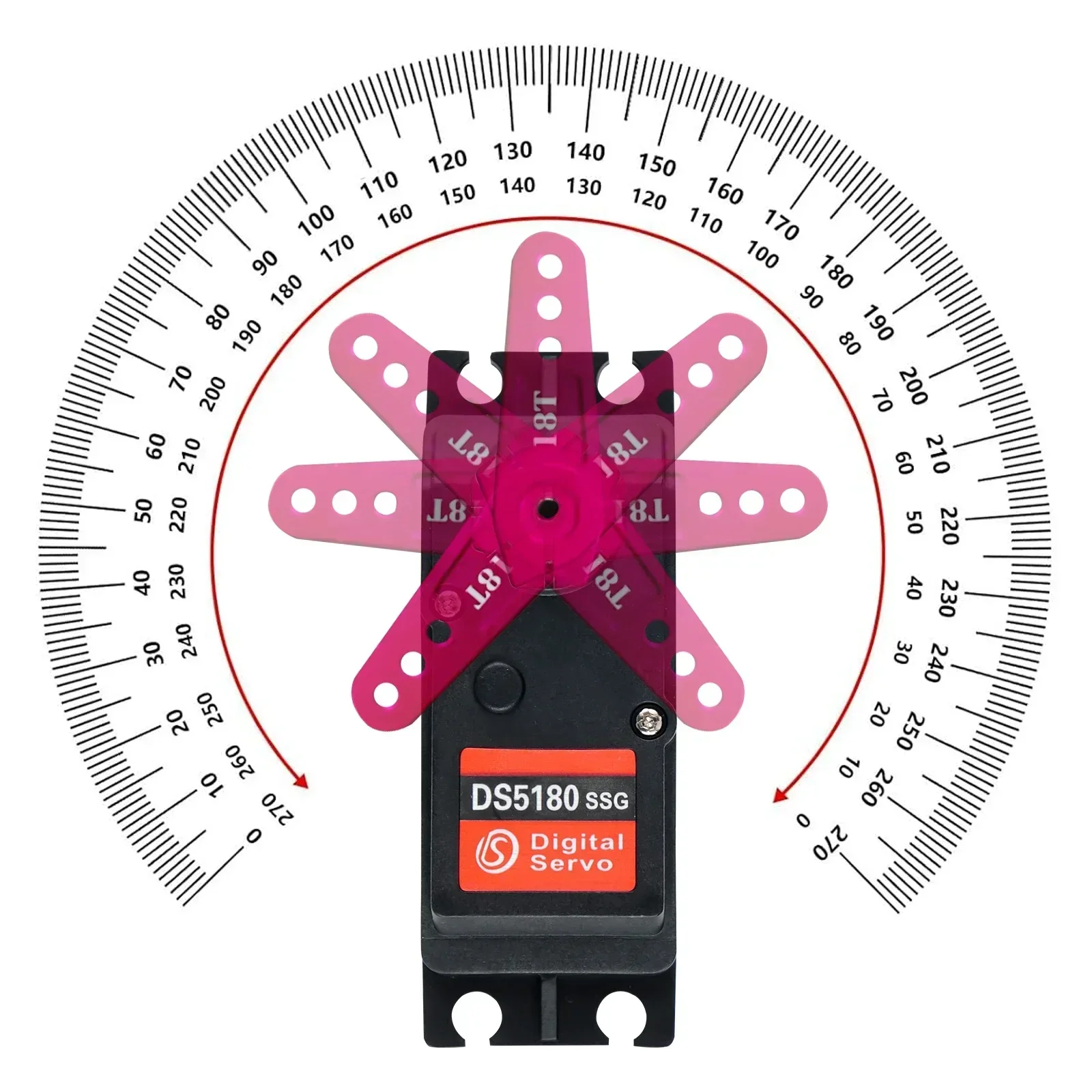 Ds5180 80kg servo motor digital à prova d'água 180 270 graus engrenagem de metal robótica alto torque com braço para carro hpi baja 5b ss rc