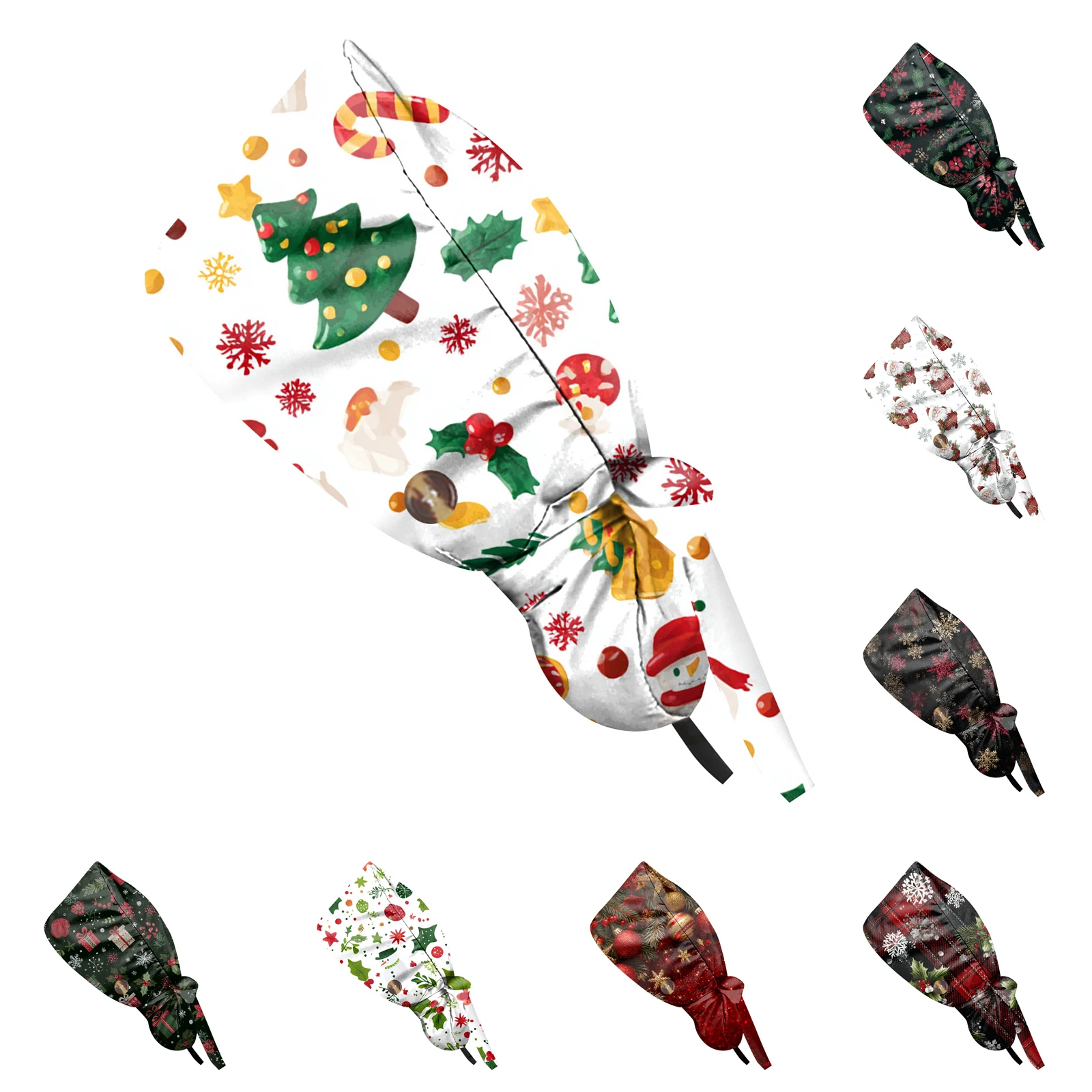 

Christmas Elements Printed Surgical Pharmacy Baotou Caps Pet Clinic Doctors Surgical Nurse Caring Hat Multipropose Work Cap