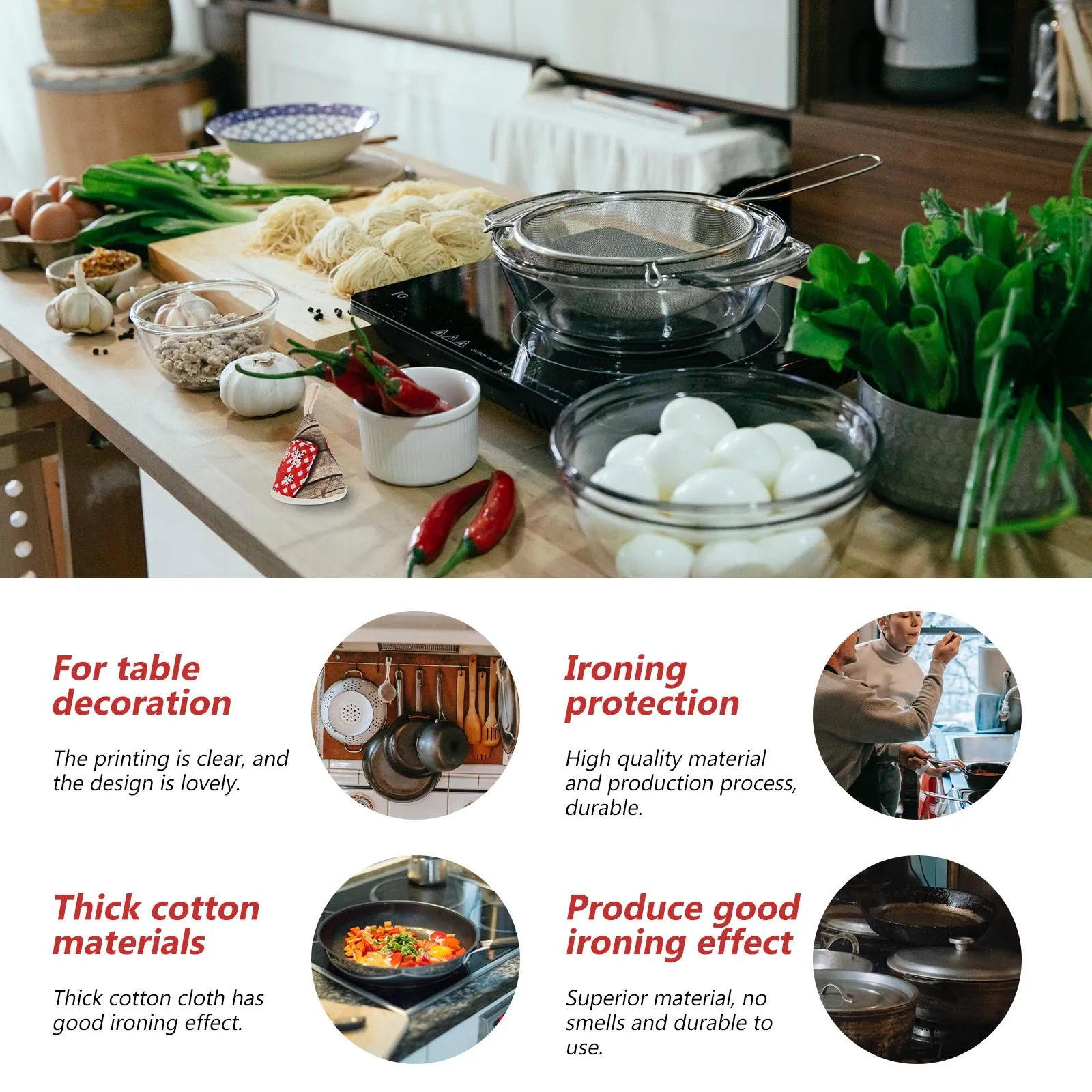 

3Pcs Pot Caps Cotton Triangle Anti-Scald Casserole Handle Covers Thick Kitchen Accessories for Home Cooking Safety and Style