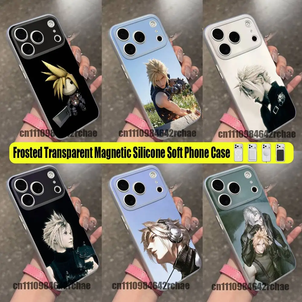 For F-Final Cloud Strife F-FF7 F-Fantasy Phone Case iPhone 13,16,11,15,12,17,14,Pro,Max,Plus,E,Air,Mini Wireless Magnetic Clear