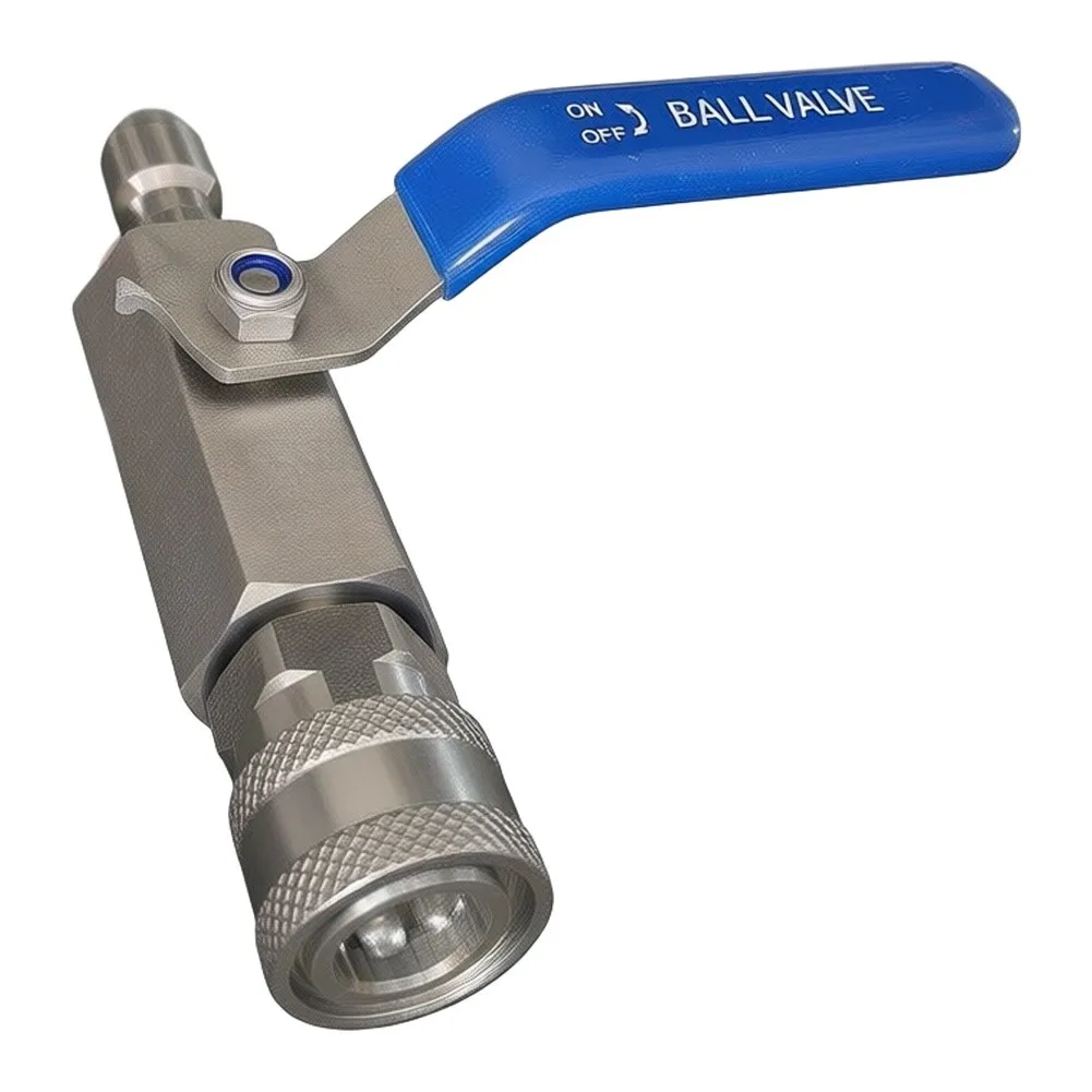 Stainless Steel Ball Valve for Pressure Washer Applications with 5000 PSI Pressure Rating and 3/8 Inch Quick Connect