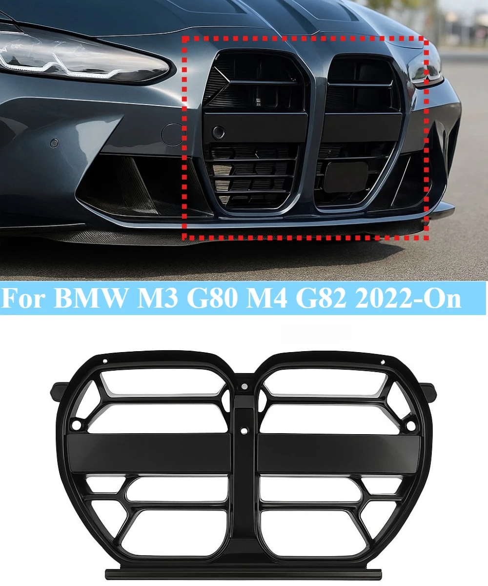 

For BMW M3 G80 M4 G82 2022-On Front Kidney Grille Upgrade CSL Style Gloss Black Air Intake Mesh Grill Replacement Accessories