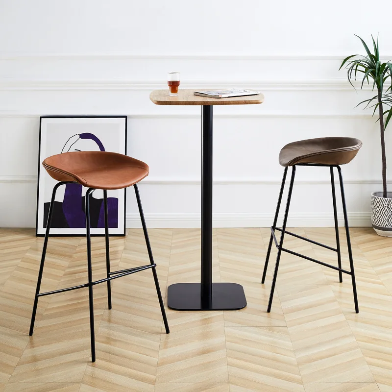 Nordic bar chair modern simple high chair wrought iron leisure bar chair front desk cafe high stool commercial