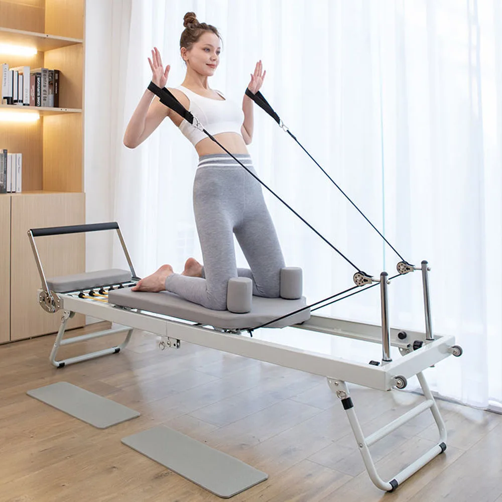 

Легкая алюминиевая кровать для пилатеса, складной реформатор для домашнего использования с телескопической функцией для бодибилдинга и экономии места