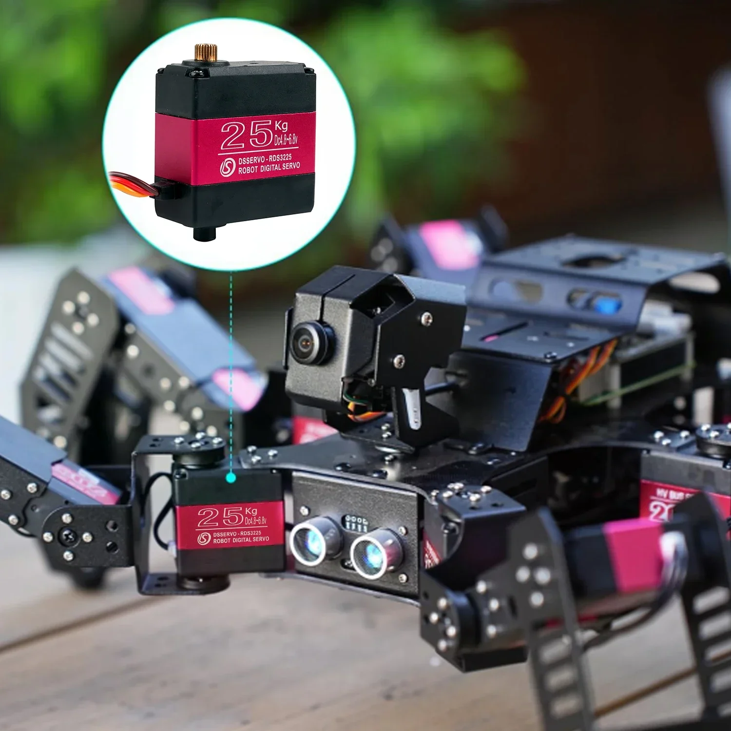 25KG Robot Digital Servo High Torque Metal Gear Waterproof U Mounting Bracket 180/270 Degree for Robotic Arm RDS3225 Servo Motor