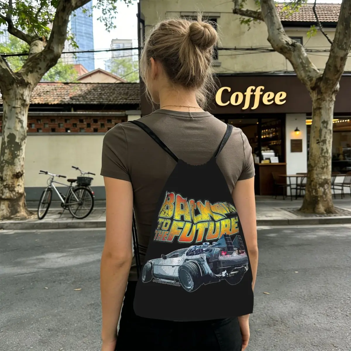 Back To The Future Backpacks Multi-function Drawstring Bundle Pocket Sports Bag Book Bags for Travel School