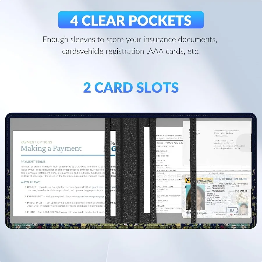 تسجيل السيارة وحامل بطاقة التأمين صندوق قفازات السيارة منظم السيارة حافظة ملحقات لتخزين بطاقات رخصة القيادة Docum