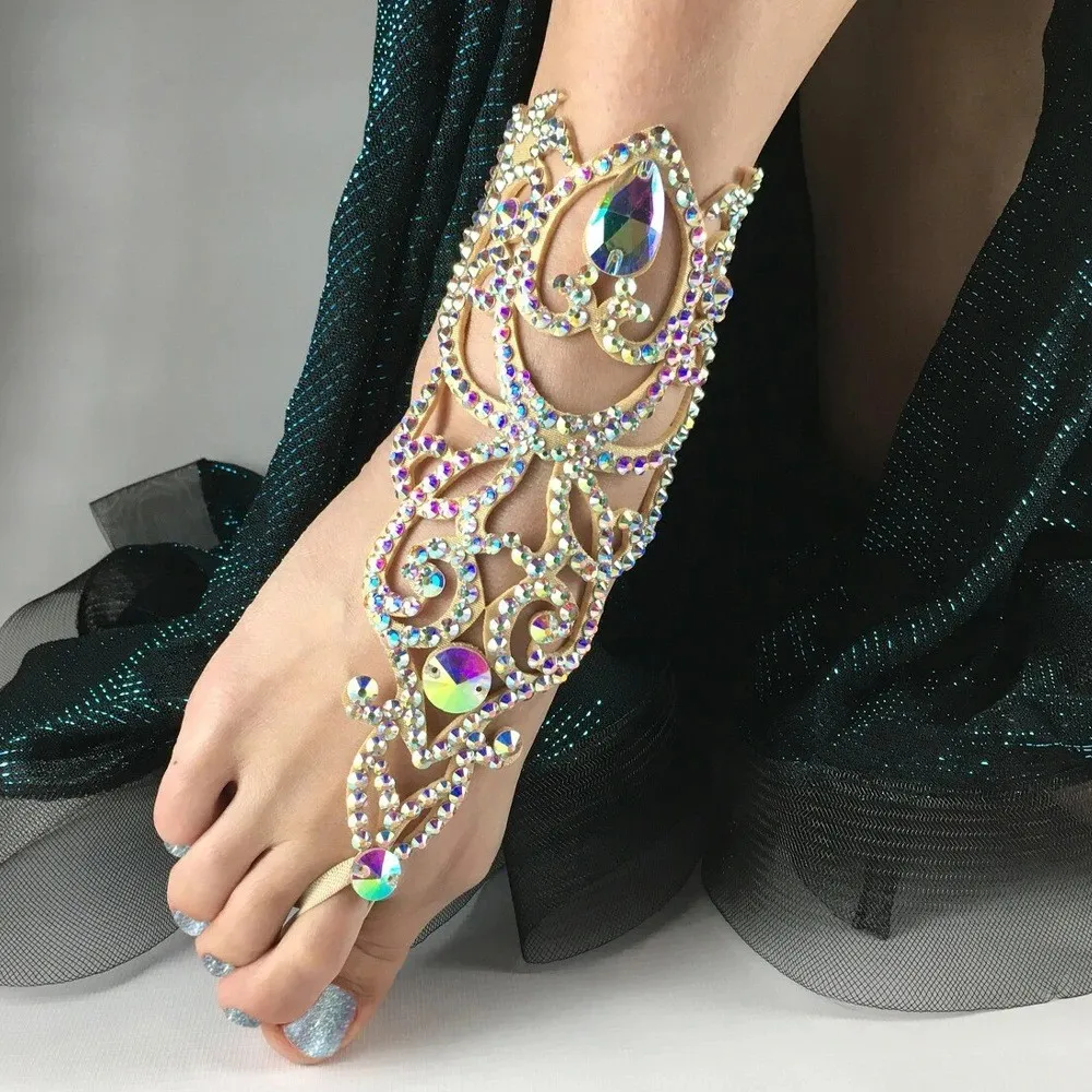 1PC Rhinestone Toe Chain Ankle Jewelry for Women Female Anklet Bracelet Performance Accessories Belly Dance Foot Accessories