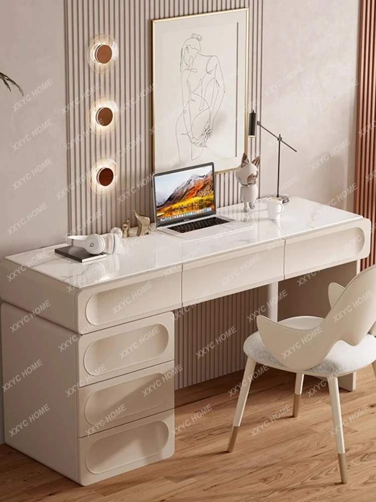 AAcream wind solid wood desk wabi sandy wind rock slab study home