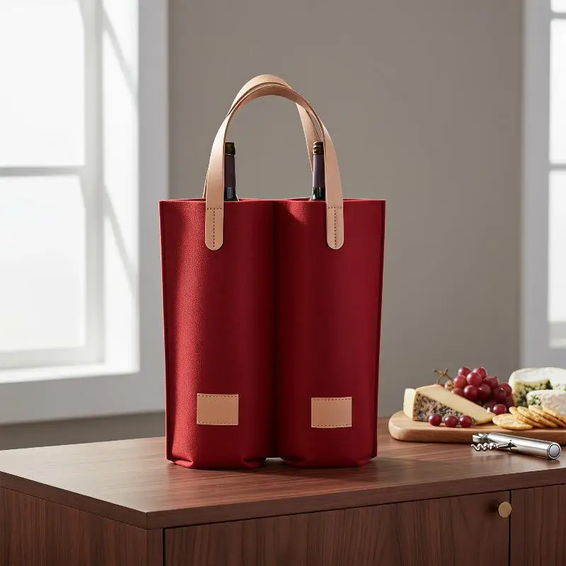 Single Bottle Felt Insulated Wine Tote Bag Padded Carry Storage Gift For Wedding Wine Lovers Daily Use