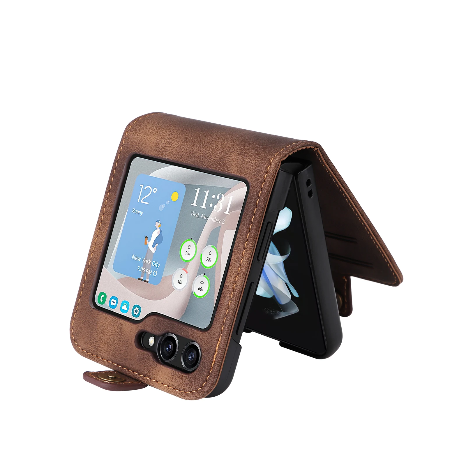 حافظة لهاتف سامسونج جالاكسي Z فولد 3 4 5 فليب 3 4 5 6 حافظة هاتف مغناطيسية فاخرة من الجلد المقلد لتخزين البطاقات والمال