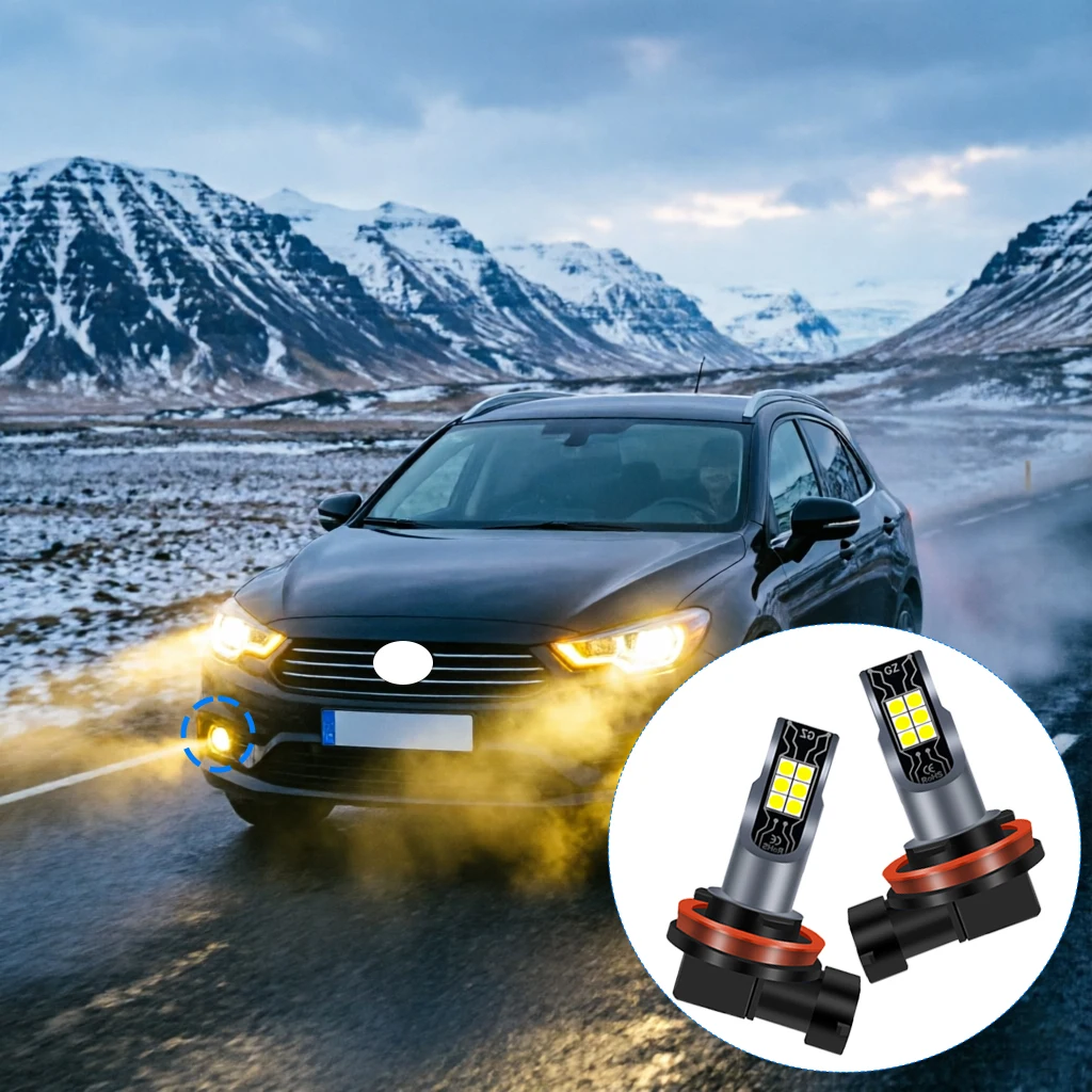 

2 шт. светодиодные лампы H11 H8, золотисто-желтые, для противотуманных фар и ДХО, высокая мощность, 3000K, суперяркие, 12000 лм