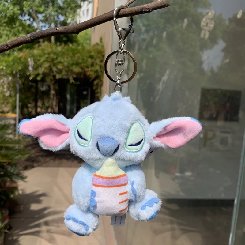 

MINISO Disney Strawberry Bear Doll Pendant Stitch Cute Stuffed Animal Schoolbag Pendant Key Chain