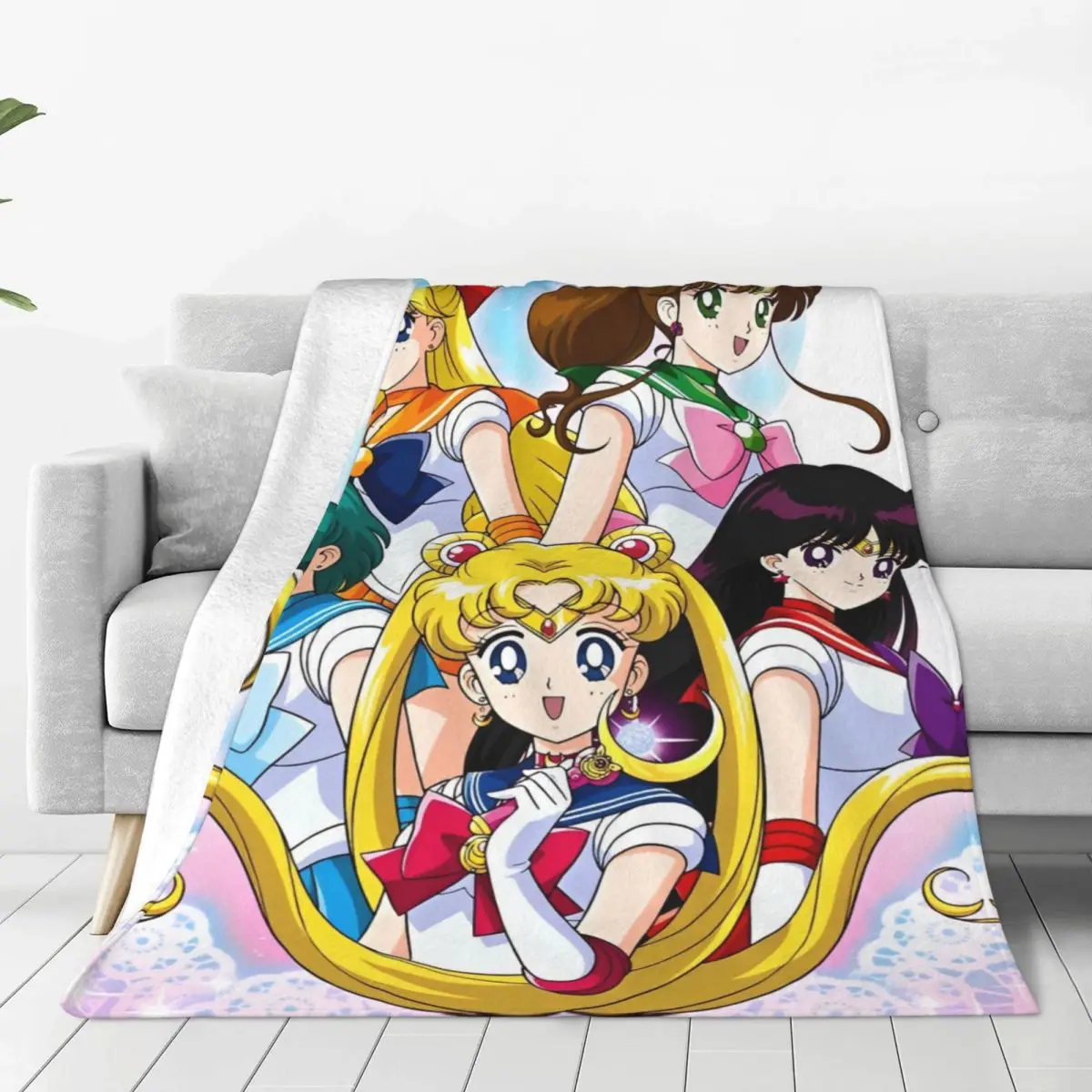 

Movie Sailors Moons Flannel Throw Blanket Blanket for Sofa Car Super Soft Bedspread