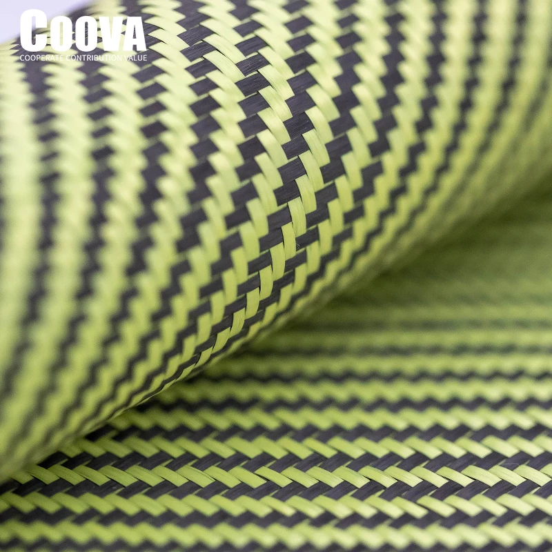 F211 COOVA 3K Yellow Kevlar &Carbon Fiber Cloth Twill  Tela Fibra De Carbono Carbon Kevlar   Aramid Fiber Fabric  Jacquard Lotes