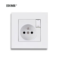 EIOMR EU French Standard Wall Socket 86 * 86mm Many New Style Panels Power Plug 250V 16A with 1 Gang 1 Way Home Switch Socket
