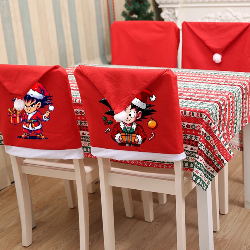 Dragon ball capa de cadeira de natal dos desenhos animados anime móveis decoração cadeira capa protetora decorações de festa festival presente de natal