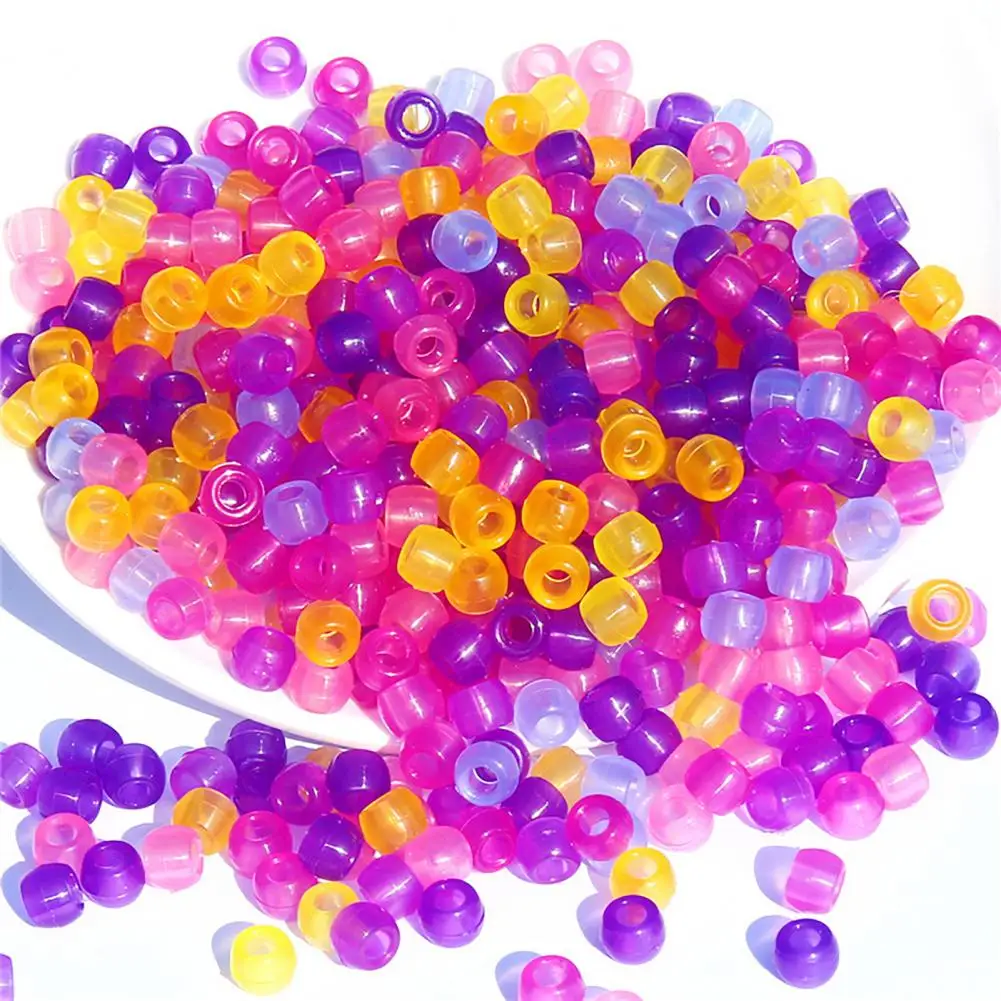 100Pcs/Bag Acrylic Pony Beads Glow in The Dark Round Beads DIY Making Bracelet Necklace Loose Beads Craft 비즈 재료