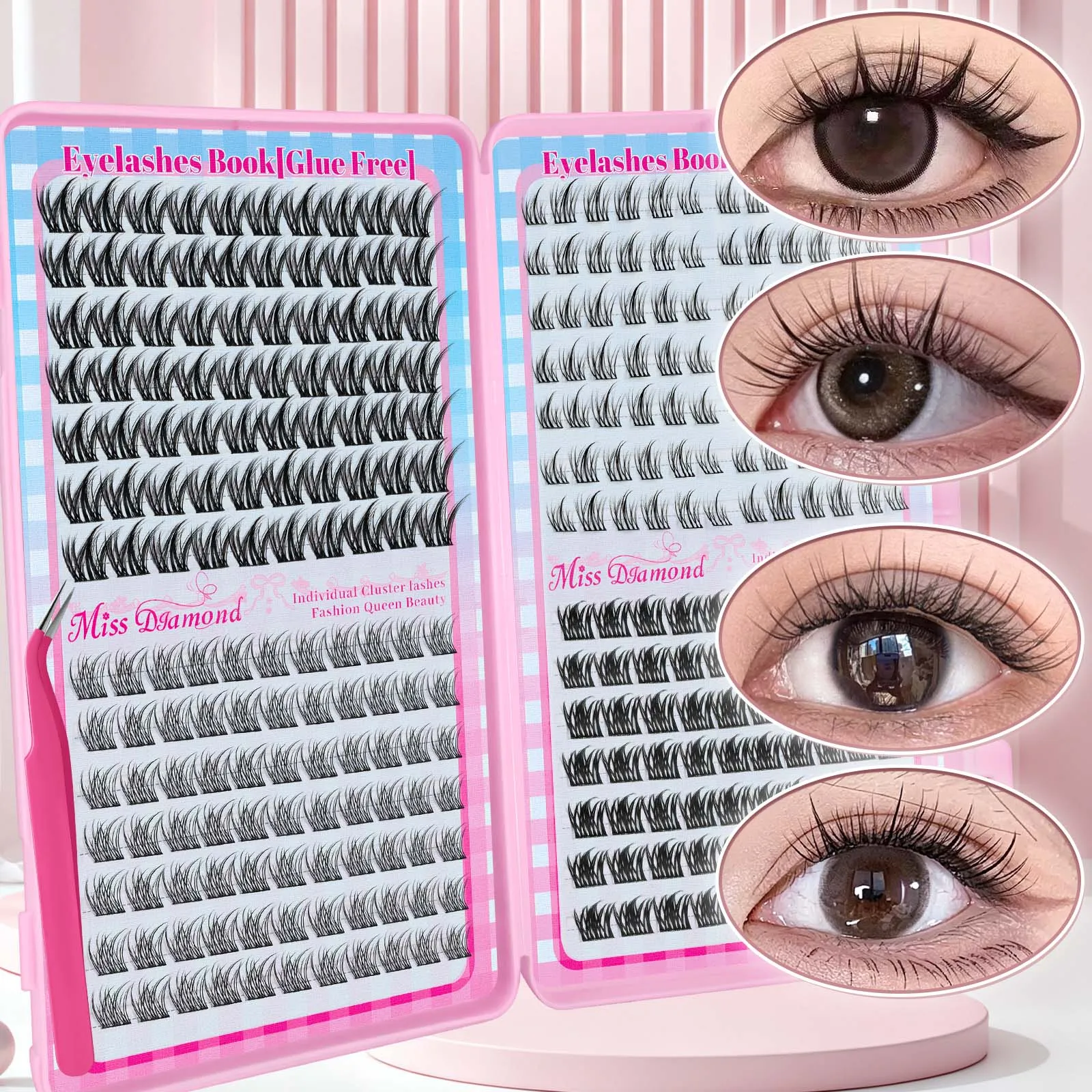 Multi-Style Cluster-Wimpern-Set: Welpenaugen-, Katzenaugen- und Puppenaugen-Effekt, Flauschige DIY Einzelwimpern, Gemischte Segmentierte Wimpernverlängerungen – Detail 5