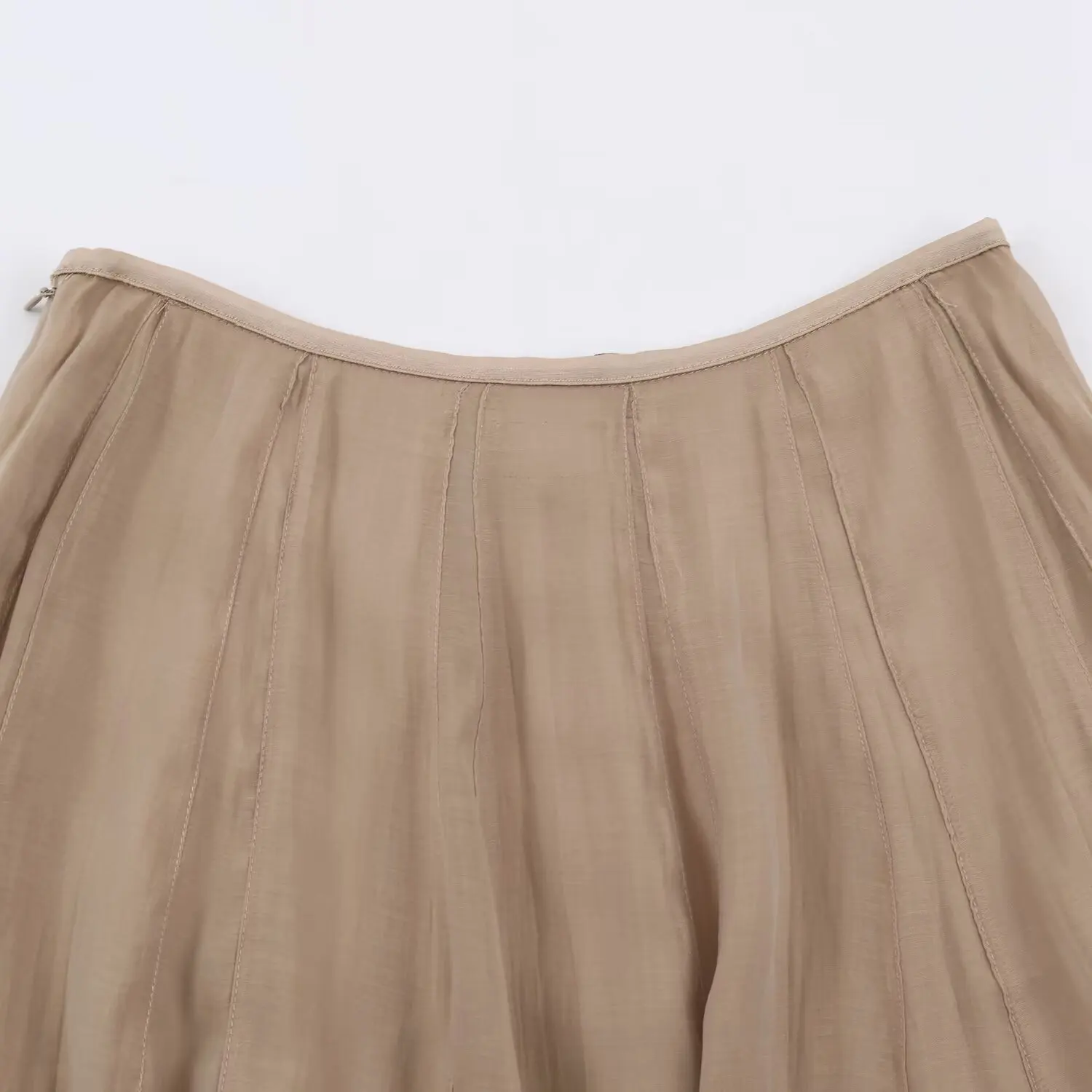 Nlzgmsj 2026 Damen Vintage Midirock mit hoher Taille und Splicing-Design, fließender A-Linien-Schwingrock, lässiger lockerer Midirock – Detail 9