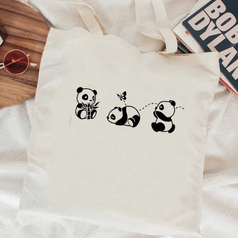 Panda shopping bag grocery shopping canvas bolsas de tela jute bag bag net bolsas ecologicas tote ecobag grab