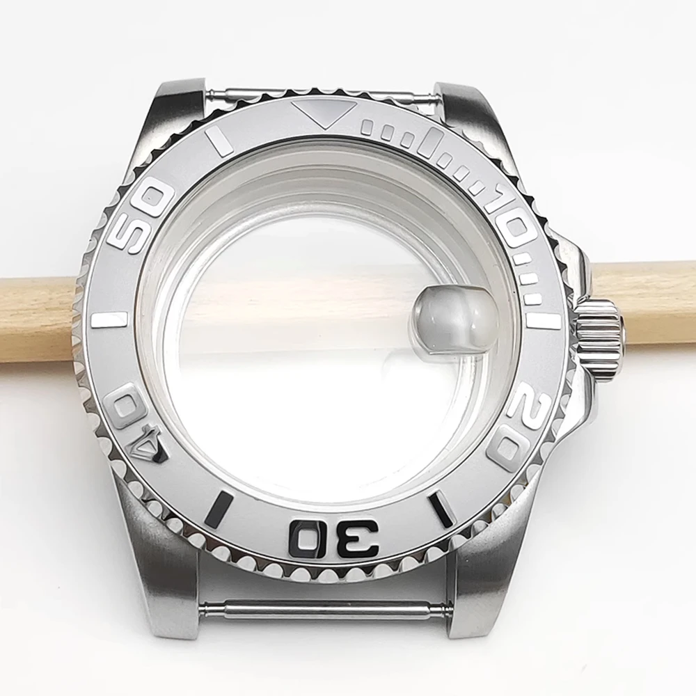 40mm Retro Watch  Case+Strap Fit NH35/36 8215 Automatic Movement 28.5mm Dial Watch Parts Transparent Back