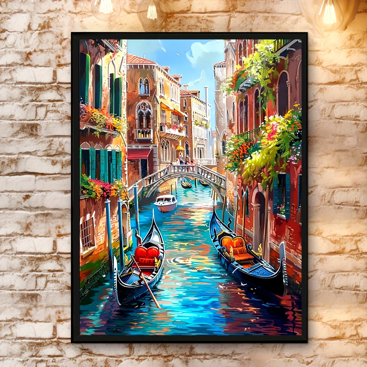 1pc Venice Grand Canal Gondola Scene Canvas Art Print, 30.48x40.64cm Frameless Vintage Poster, Romantic Wall Decor for Home,