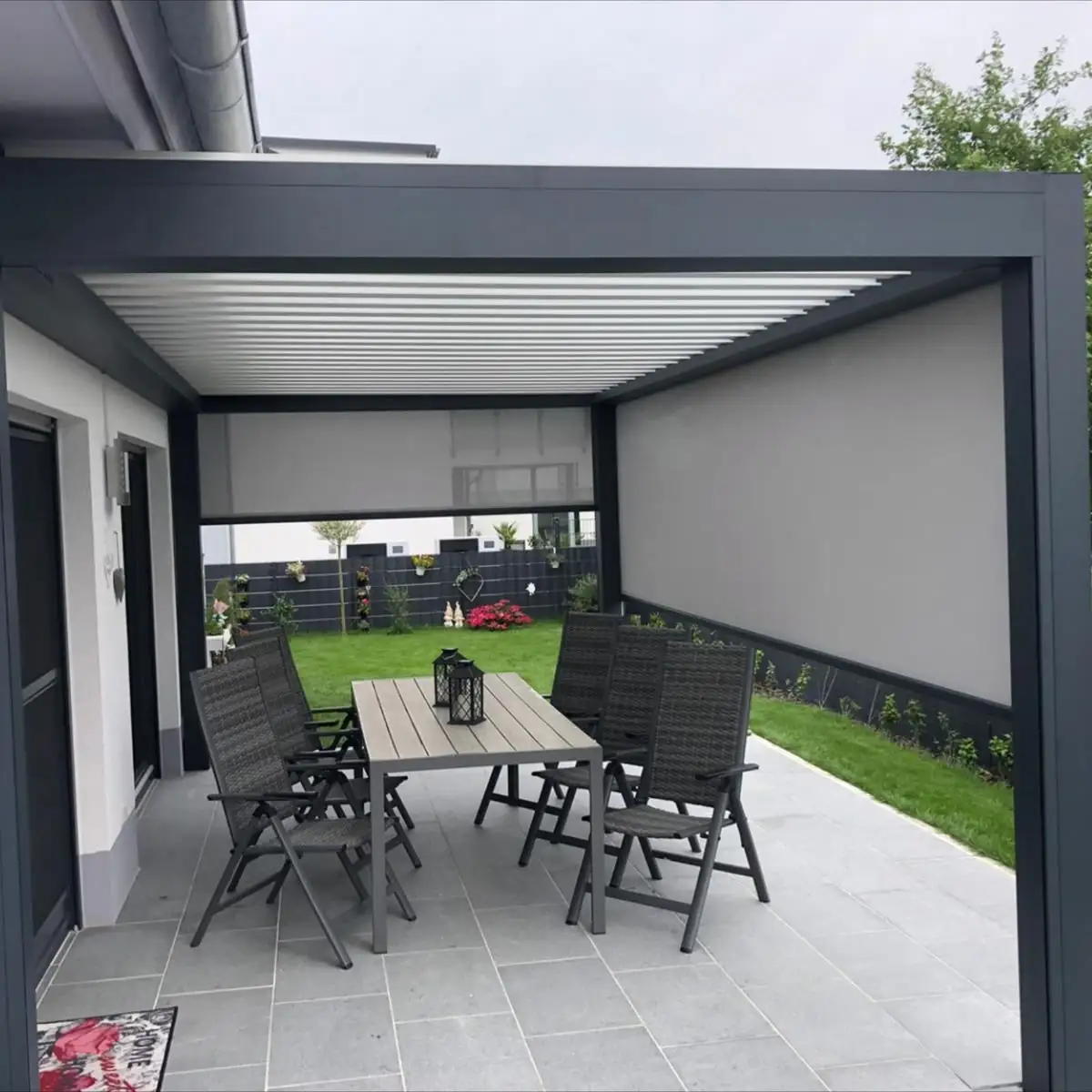 Outdoor Garden Villa Roof Yard Electric Adjustable Louver Sun Protection System Gazebo Bioclimatic Louvered Aluminum Pergola