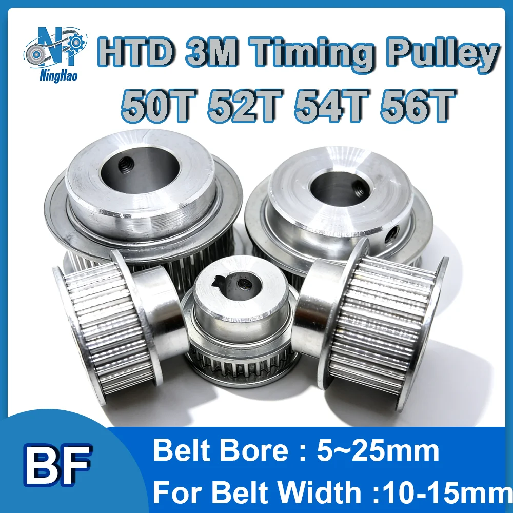 HTD 3M Pulley 50T 52T 54T 56T 3M Timing Pulley  Belt Width 10mm 15mm Bore 5 ~ 25mm HTD3M BF Synchronous Wheel 3D printed parts