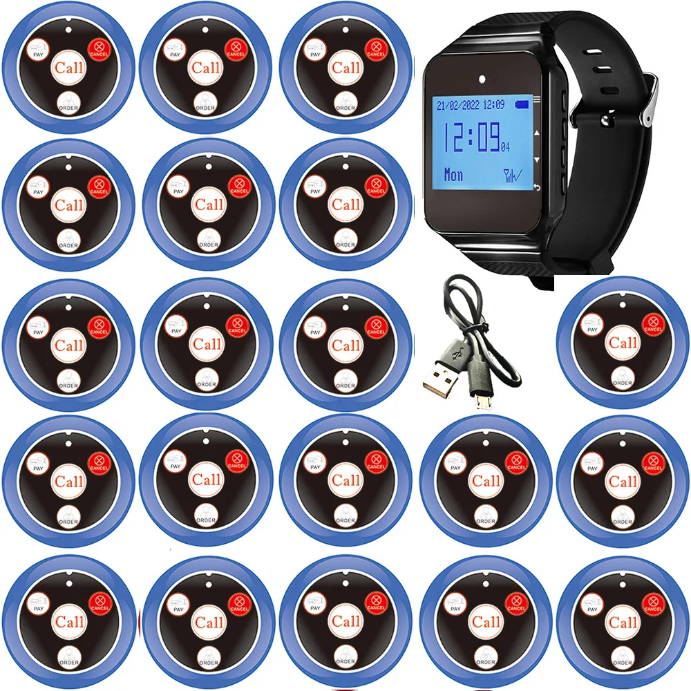 Watch Pager Wireless System Wrist Calling Guest Paging Table Button Service Caller Restaurant Waiter