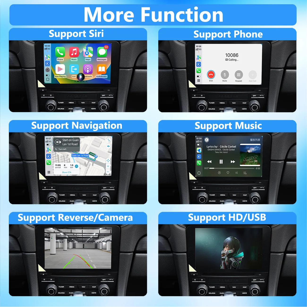 Wireless Carplay Android Auto Airplay AutoLink For Porsche Cayenne Panamera MACAN Carman PCM4.0 System Support Rear YT NF