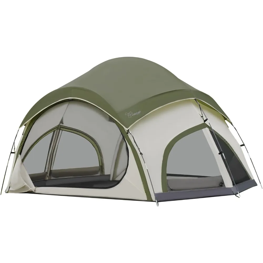 

3-4 person camping tent with 2 large mesh door 4 mesh window family tents, double layer waterproof portable easy setup camp ten
