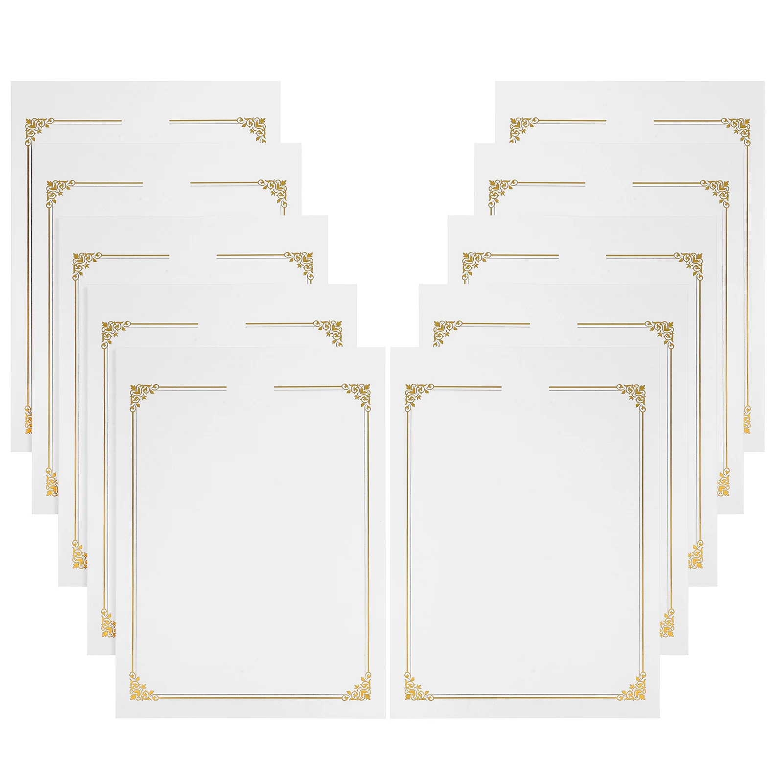 10 قطع من ورق شهادة رقائق الذهب الأنيق، بطاقات متينة للتدريب على الشرفات والأكاديمية للشركات والتعرف عليها