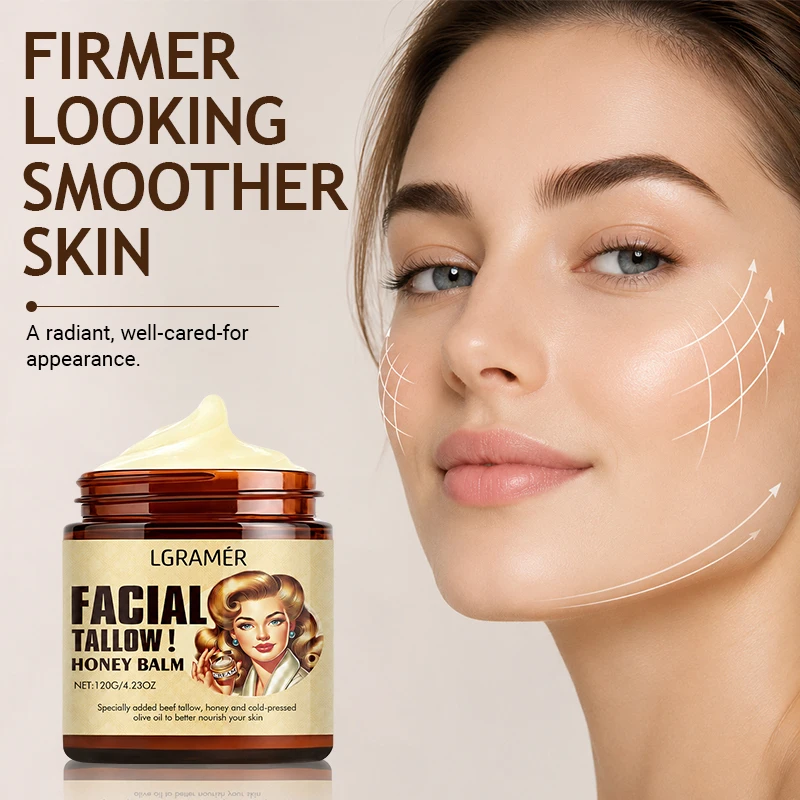 Crema Bálsamo Facial de Sebo y Miel, Crema Facial Natural Nutritiva de Sebo de Res y Aceite de Oliva, Hidratante para el Cuidado Diario de la Piel