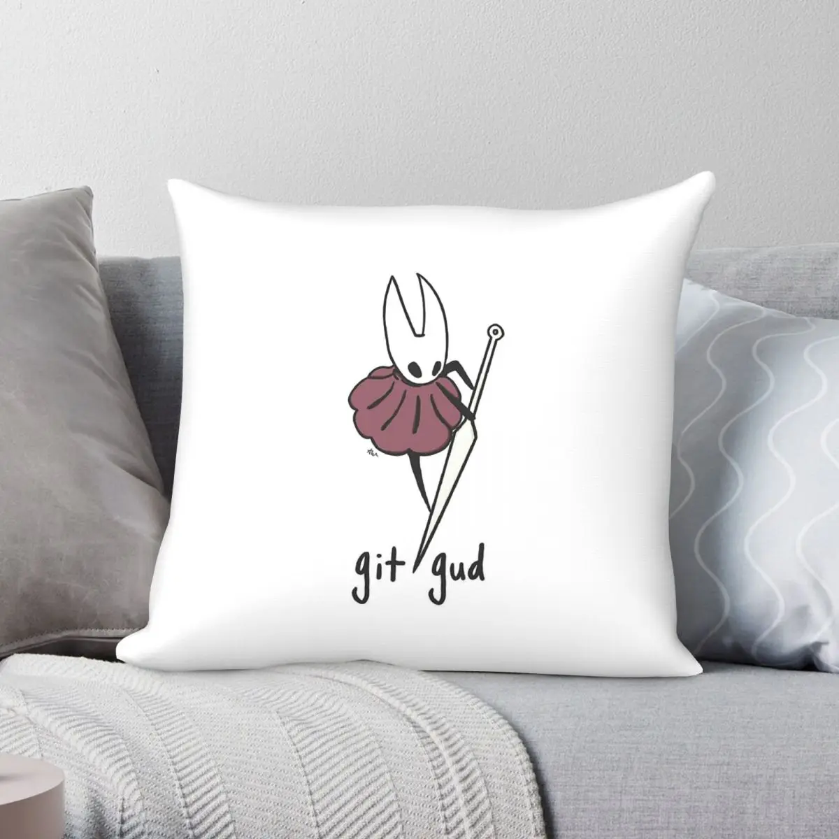 Hornet Git Gud Hollow Knight Square Pillowcase Polyester Linen Velvet Printed Zip Decorative Home Cushion Cover Wholesale 45x45