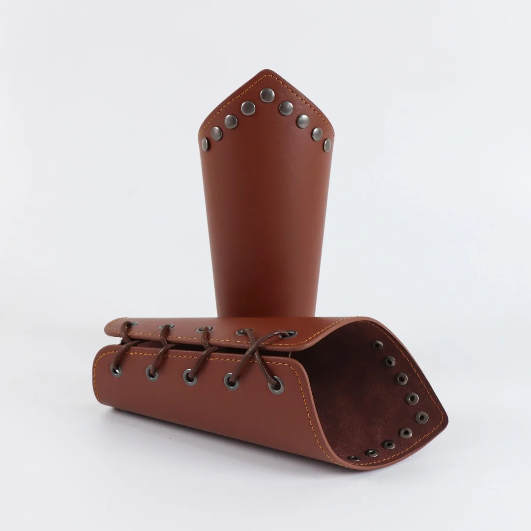 Leather Gauntlet Wristband Viking Leather Arm Guard Medieval Armor Bracers Leather Armband Wrist Guards Cosplay(Single image 6