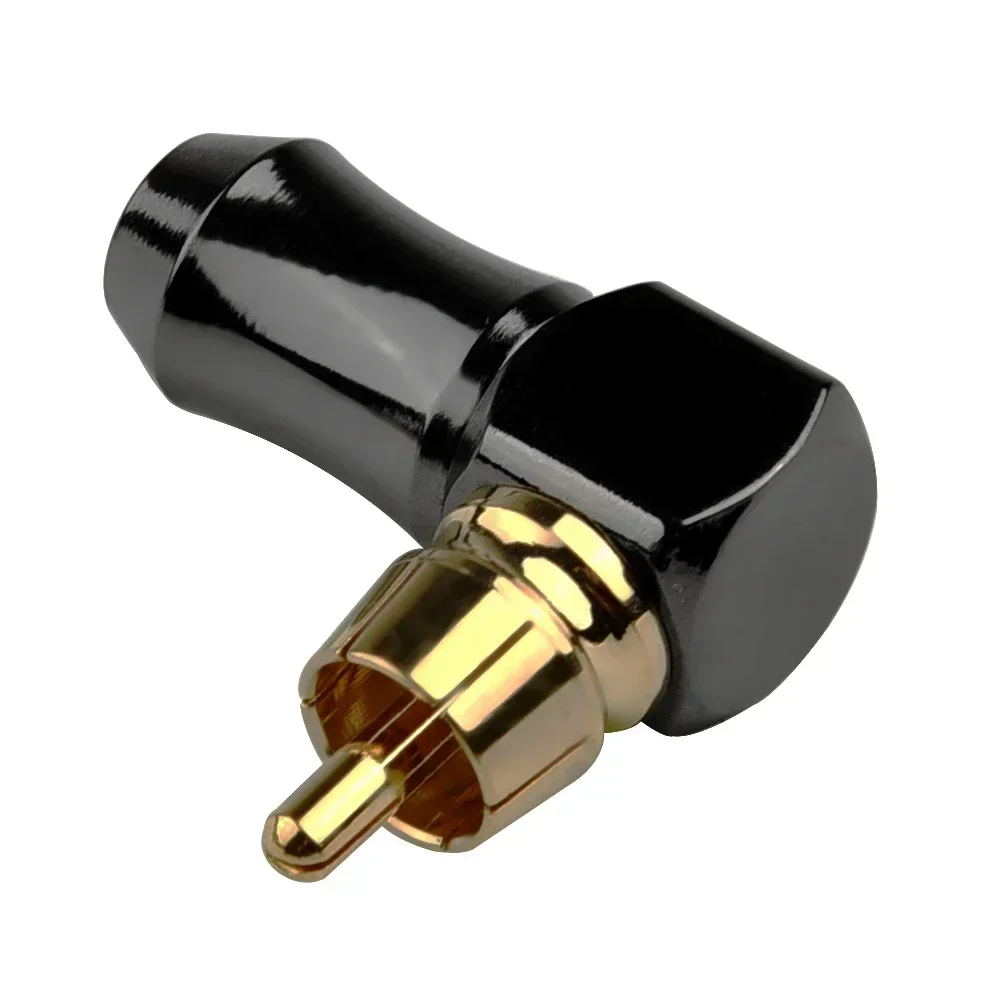 RCA Right Angle Male Plug Copper Audio Video Connector Soldering Adapter Brass Plated Connector Fits Up To 6mm Cable