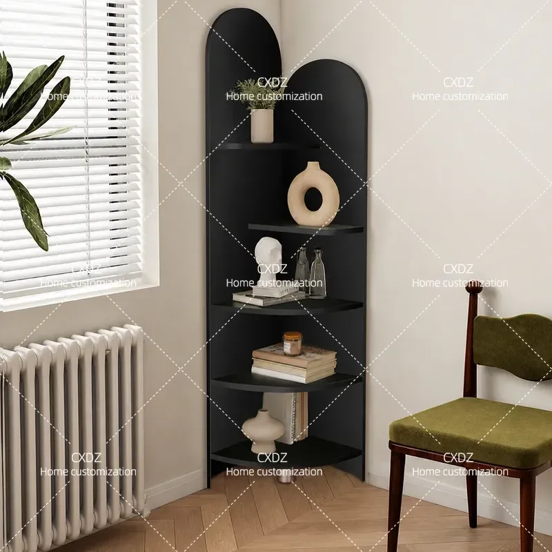 Minimalist Corner Cabinet Multi-layer Arc Triangle Locker for Small Apartment Balcony Wall Mounted Display Stand Storage