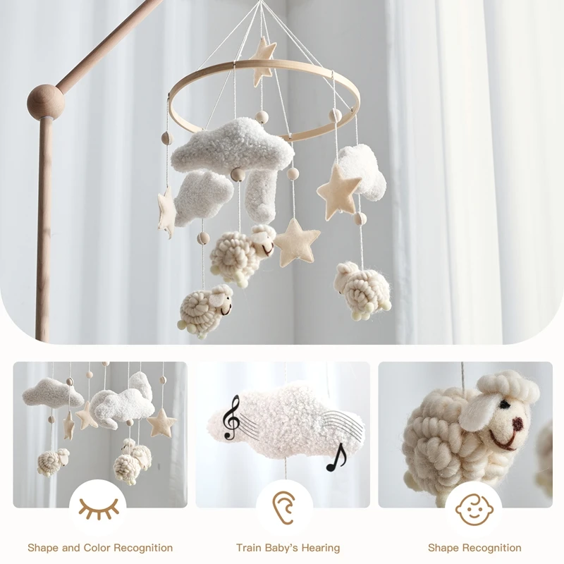 Montessori La struttura morbida e soffice dell'alpaca del cartone animato rotondo è perfetta per l'accoppiare con piccoli pendenti come le nuvole