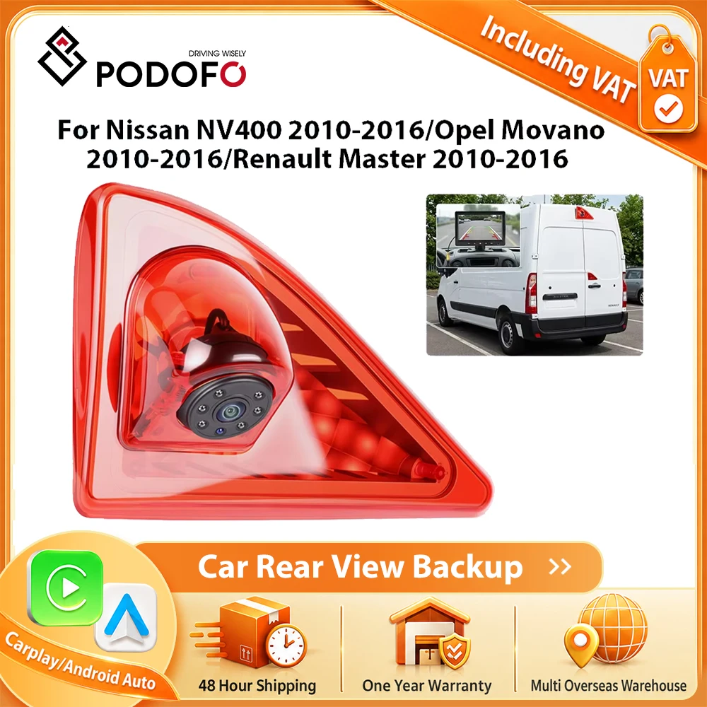 Podofo Auto-Bremslicht-Rückfahrkamera Wasserdicht Für Nissan NV400 2010-2016/Opel Movano 2010-2016/Renault Master 2010-2016