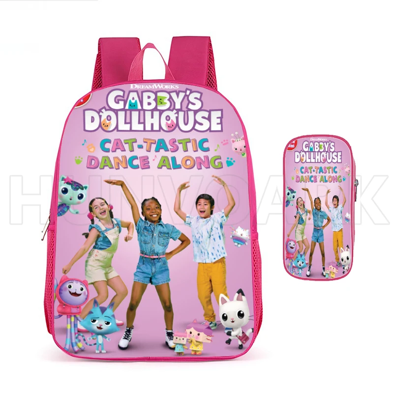 Pink Lovely Gabby\'s Doll House Backpack 12inch Small Backpack Princess Kids School Bag 1-5Years Old Book Bags for Girls Mochilas