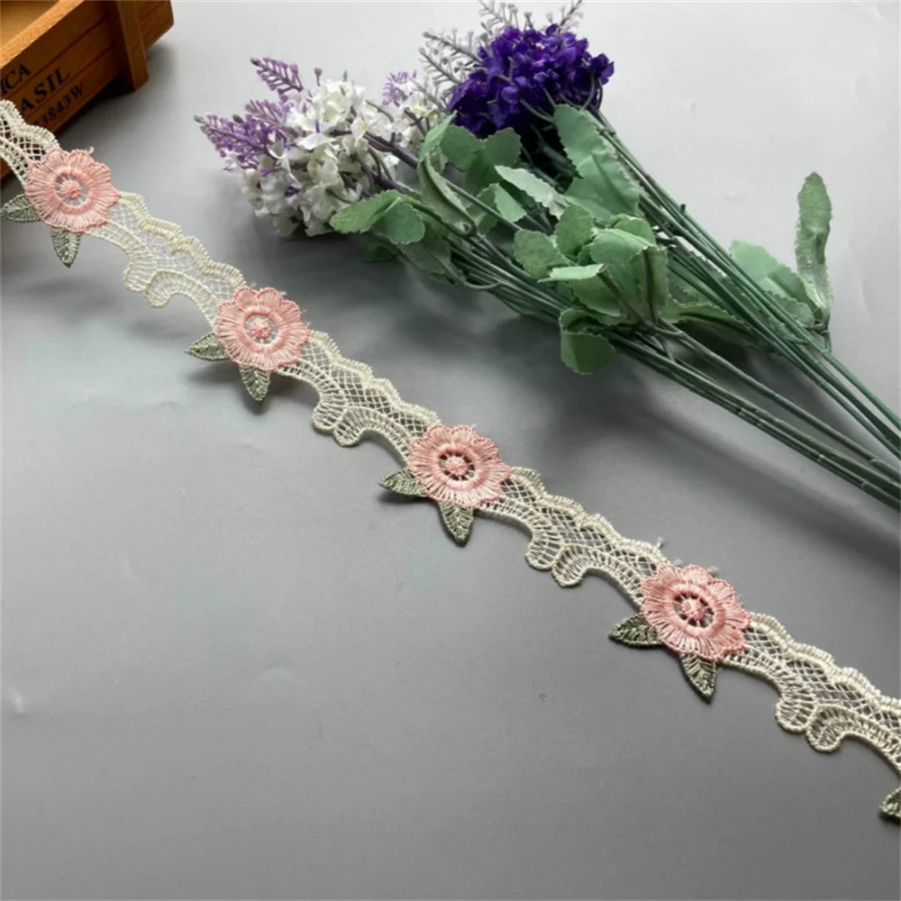 

2 yards Pink 40 mm Flower Lace Ribbon Trim for Sofa Cover Curtain Trimmings Embroidery Applique Chocolate High Quality DIY