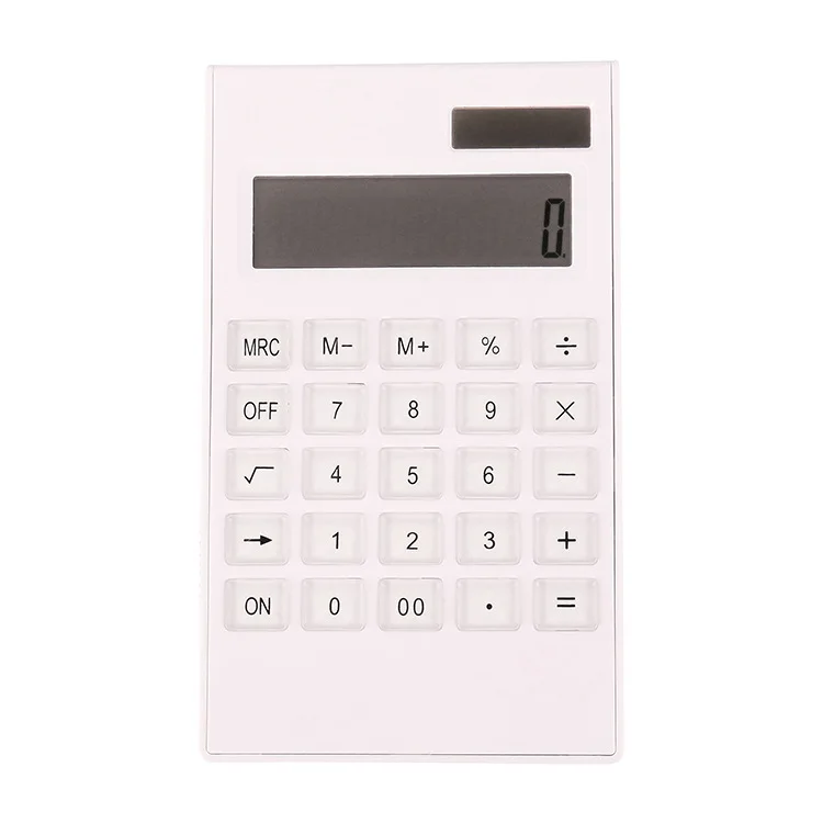 12 Digits Large Display Desktop Calculator Solar And Battery Dual Power Crystal Button Calculator Large Screen Ultra Thin