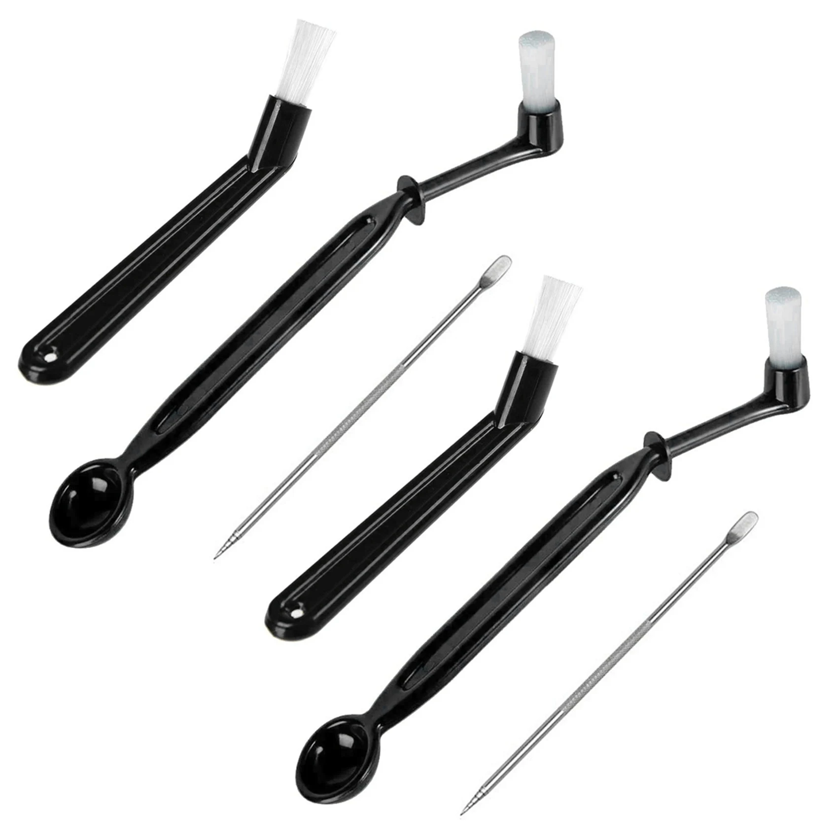 A69ecoffee Machine Cleaning Brush With Spoon Tool Set For Espresso Machine Group Head,Pack Of 6,Black